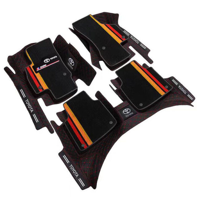 Custom Hot Pressed Leather Car Floor Mats with Carpet Texture